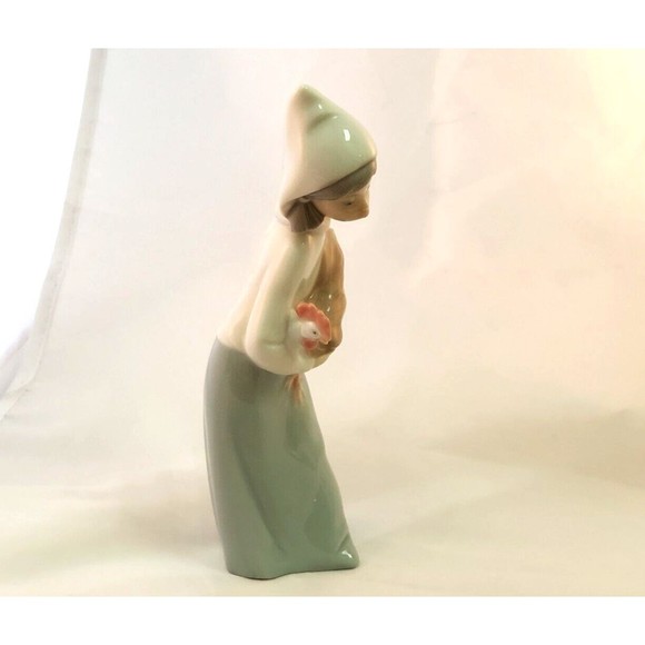 Lladro Daisa Statue Figurine Girl W/ Rooster Chicken Home Decorative 8" Retired - Picture 3 of 11